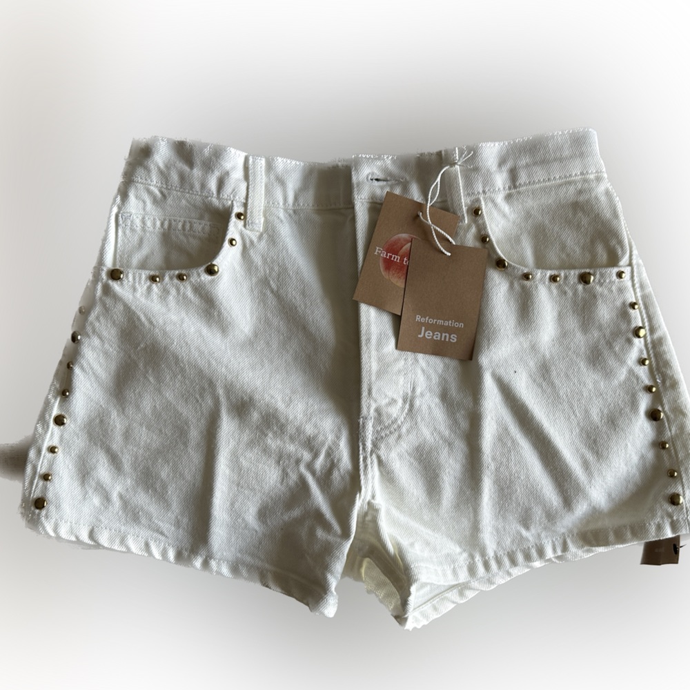 Charlie Studded High Rise Jean Shorts Reformation